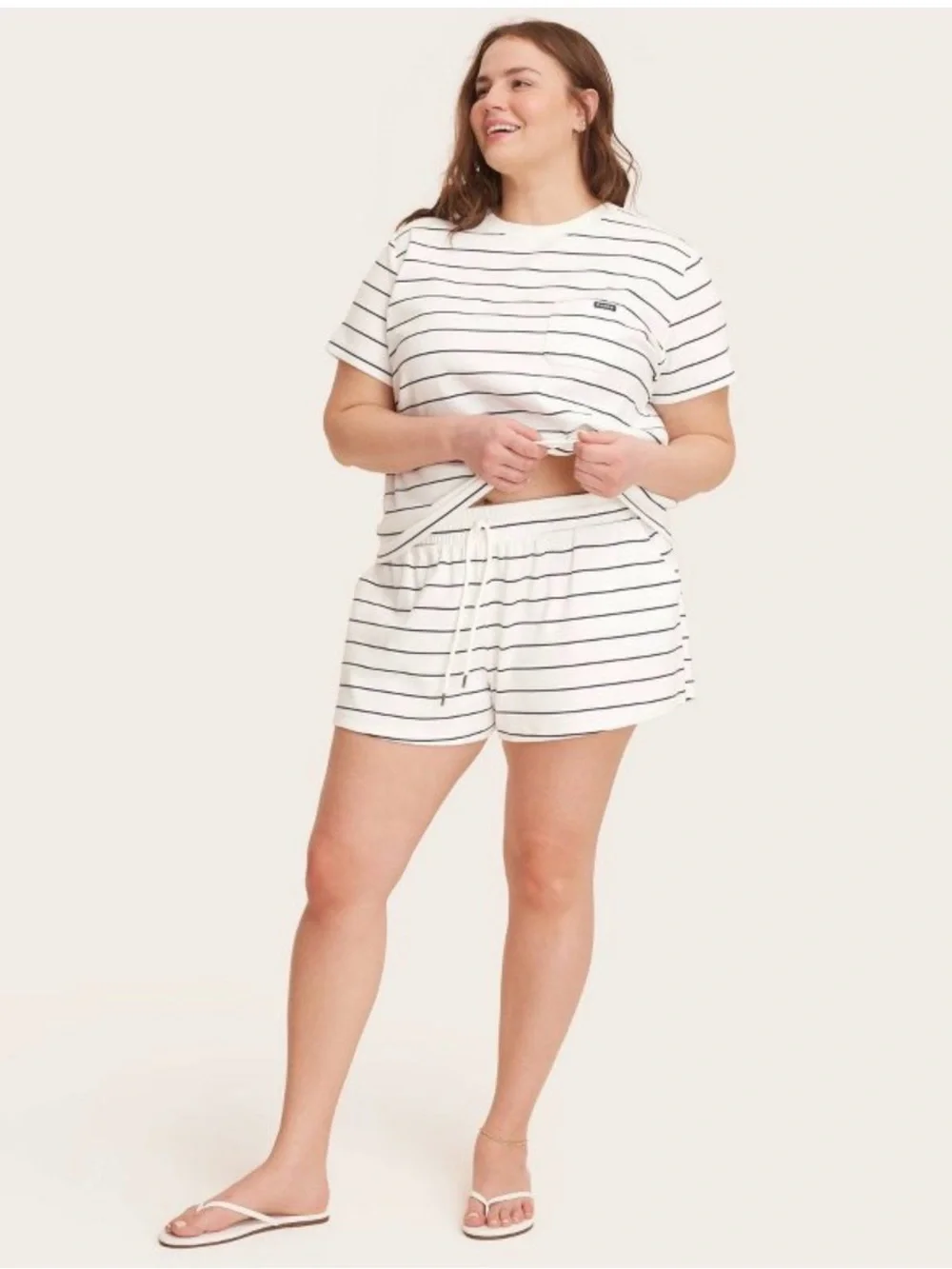 PARKE X Target White And Navy Blue Striped Drawstring Shorts NWT Size Medium